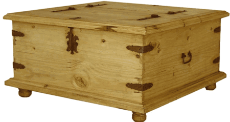 Because this wood trunk coffee table is clearly for hiding gold.