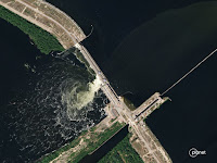 Satellites watch floods ravage Ukraine following dam collapse.