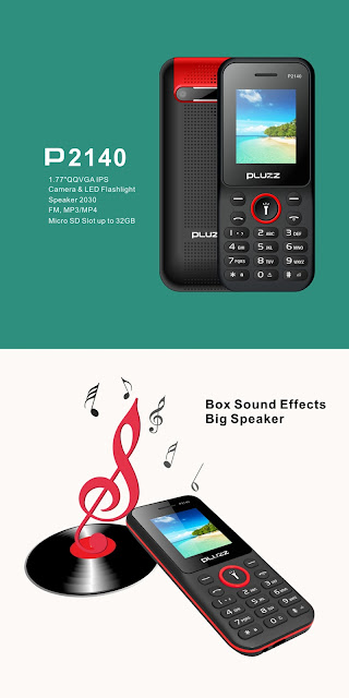 PLUZZ P2140 1.77 inch 800mAh Long Standby Bluetooth FM Radio Flashlight Dual SIM Card Feature Phone