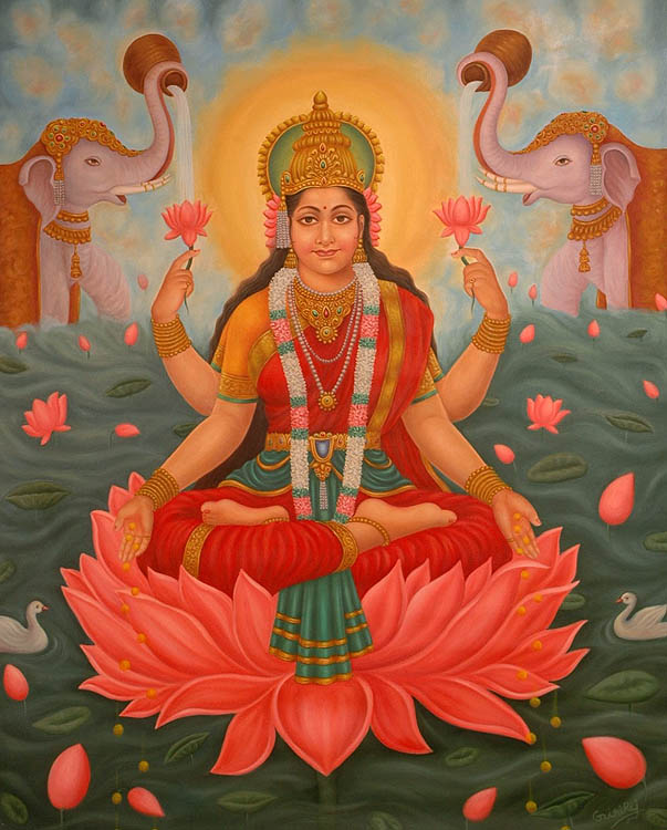  Namaha" invokes Lakshmi, the Hindu goddess of abundance and prosperity.