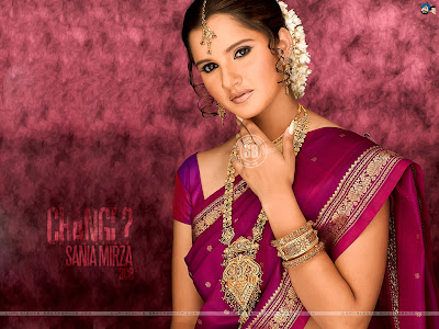 Photos of Hot sports star Sania mirza saree wallpapers