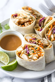 asian chicken wraps with thai peanut sauce