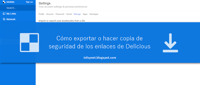 Cómo exportar o hacer copia de seguridad de los enlaces de Delicious