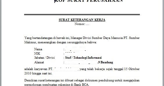 Contoh Surat Lamaran Kerja Yang