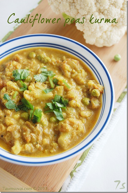 Cauliflower peas kurma
