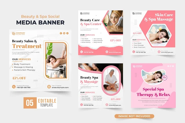 Salon treatment promotion poster set free download