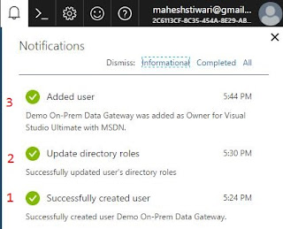 notification in Azure portal