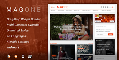 Download MagOne Megazine Blogger Responsive Template premium gratis