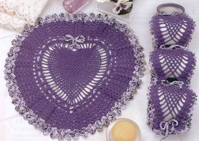 JUEGO PARA BAÑO TEJIDO A CROCHET MORADO