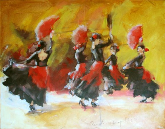 Renata Domagalska pinturas mulheres impressionistas dança flamenco