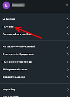 Guida per Eliminare profilo Mediaset infinity - 2 clicca su i tuoi dati