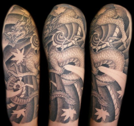 sleeve tattoo dragon. wallpaper Japanese Half Sleeve Tattoos. japanese dragon tattoo sleeve