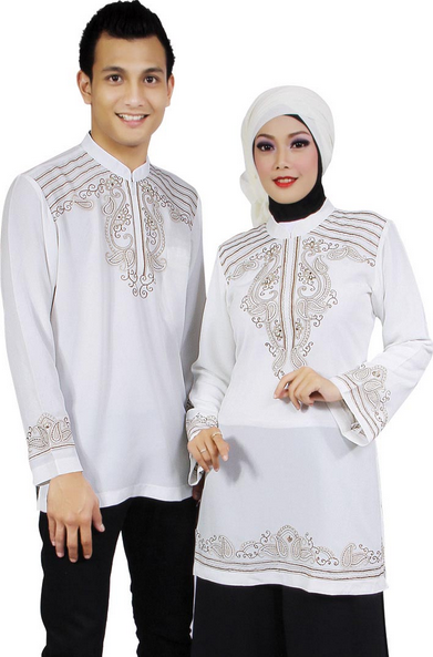 25 Baju  Couple  Lebaran  Warna  Putih Trend Model 