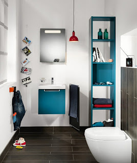 funky kids bathroom paint colour plus floating vanity cabinets feats wooden floor also vertical shelving unit