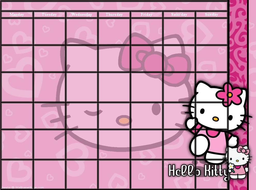 Hello Kitty Calendar Template