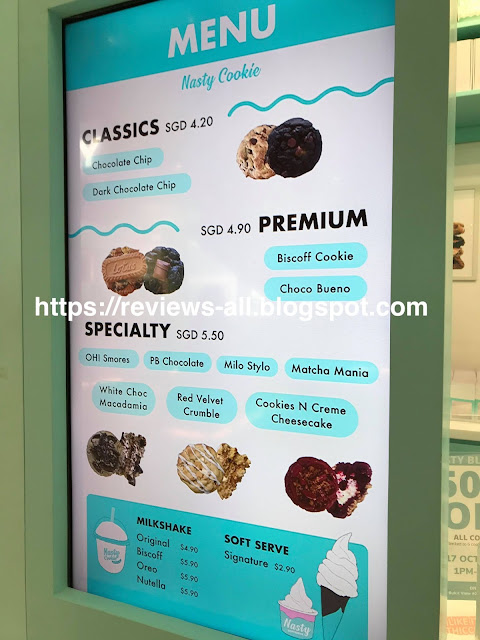 Nasty Cookie - Singapore's first NY Gourmet Cookie Store Price Menu