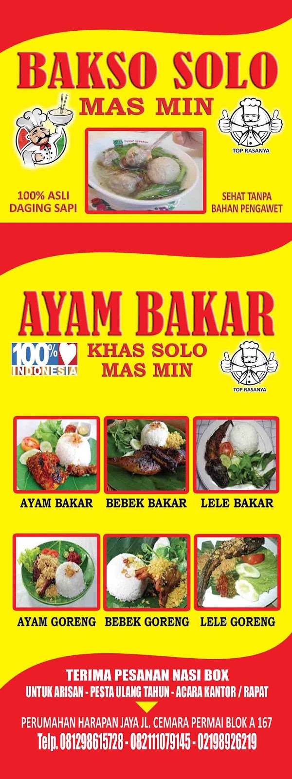 Example Banner for Business Meals - Printing  Examples 