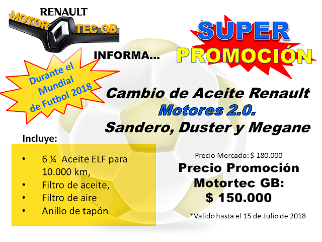  Promocion Cambio de Aceite Renault Motores 2.0