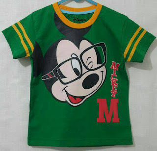 Baju Anak Karakter Mickey Mouse Kepala Hijau Size 1 - 6 Tahun