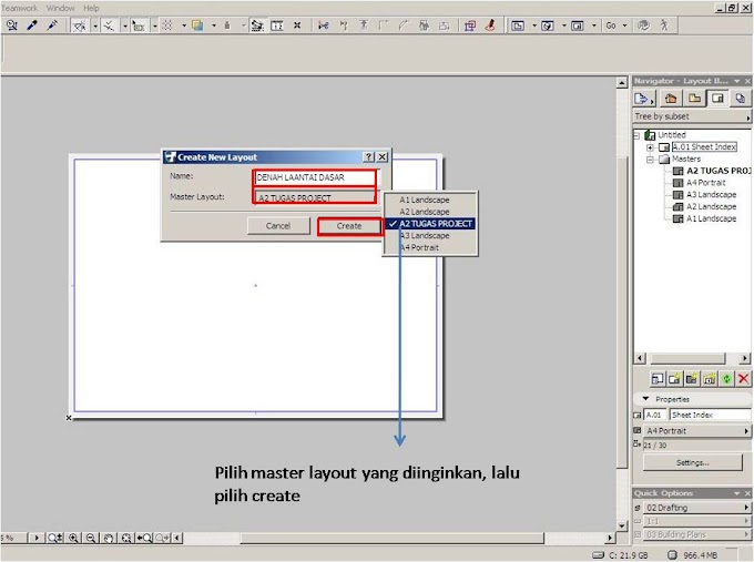 SETTING LAYOUT ARCHICAD UNTUK PLOT GAMBAR PART 2