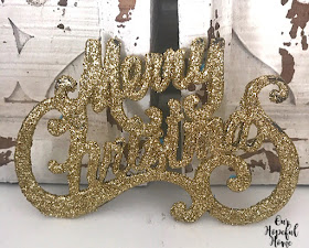 gold glitter Merry Christmas Dollar Tree ornament