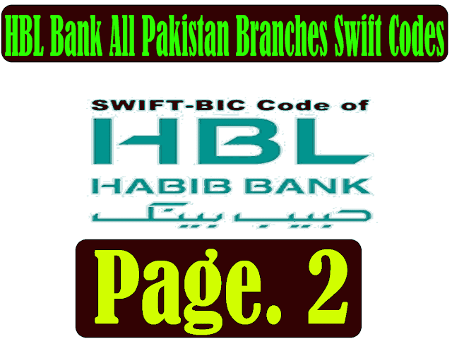 HBL Bank Swift Code Page 2 - Habib Bank All Pakistan Branch Swift Code