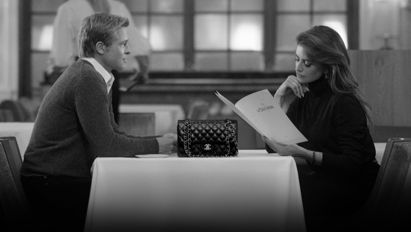 Penélope Cruz and Brad Pitt for Chanel Iconic Handbag 2024 Ad Campaign Shot By Inez & Vinoodh.