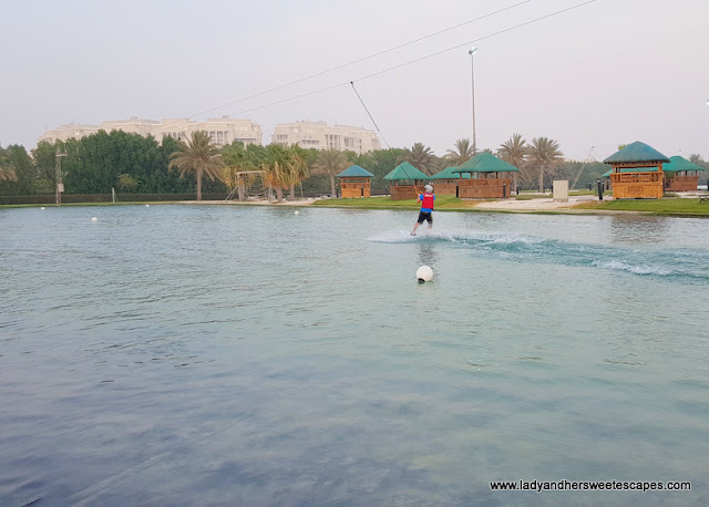 Ed learns wakeboarding in Abu Dhabi