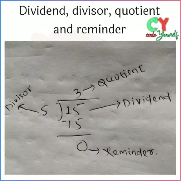 Find quotient and remainder in java | codeYourslf 👨‍💻