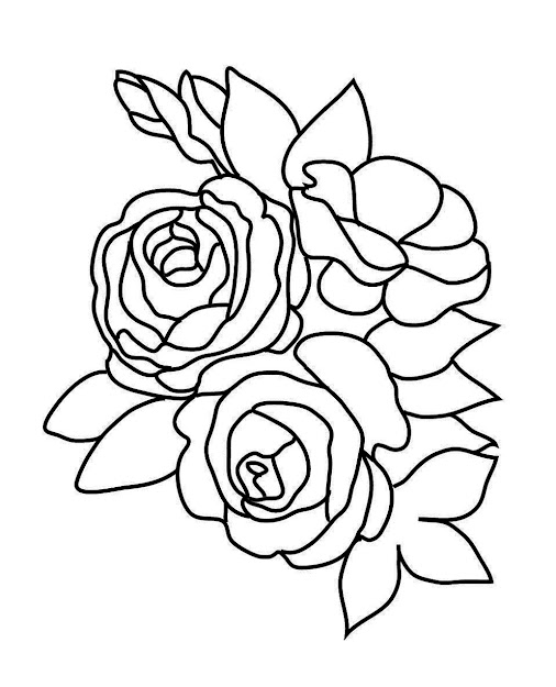 Rose Sketch To Color Rose Sketch Three Roses