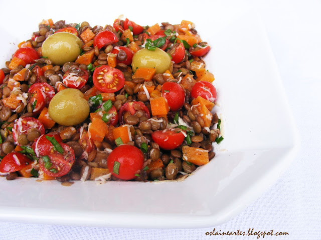 Salada de lentilhas com Cenoura e Tomate Cereja