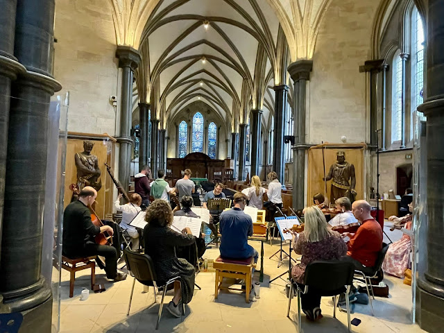 Christian Curnyn & the Early Opera Company in rehearsal for Purcell's King Arthur at Temple Church (Photo: Early Opera Company)