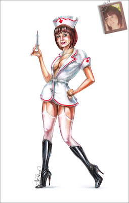 custom pin-up art, nurse