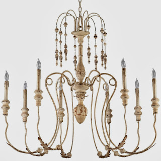 New Maison French Country Antique White 8 Light Chandelier