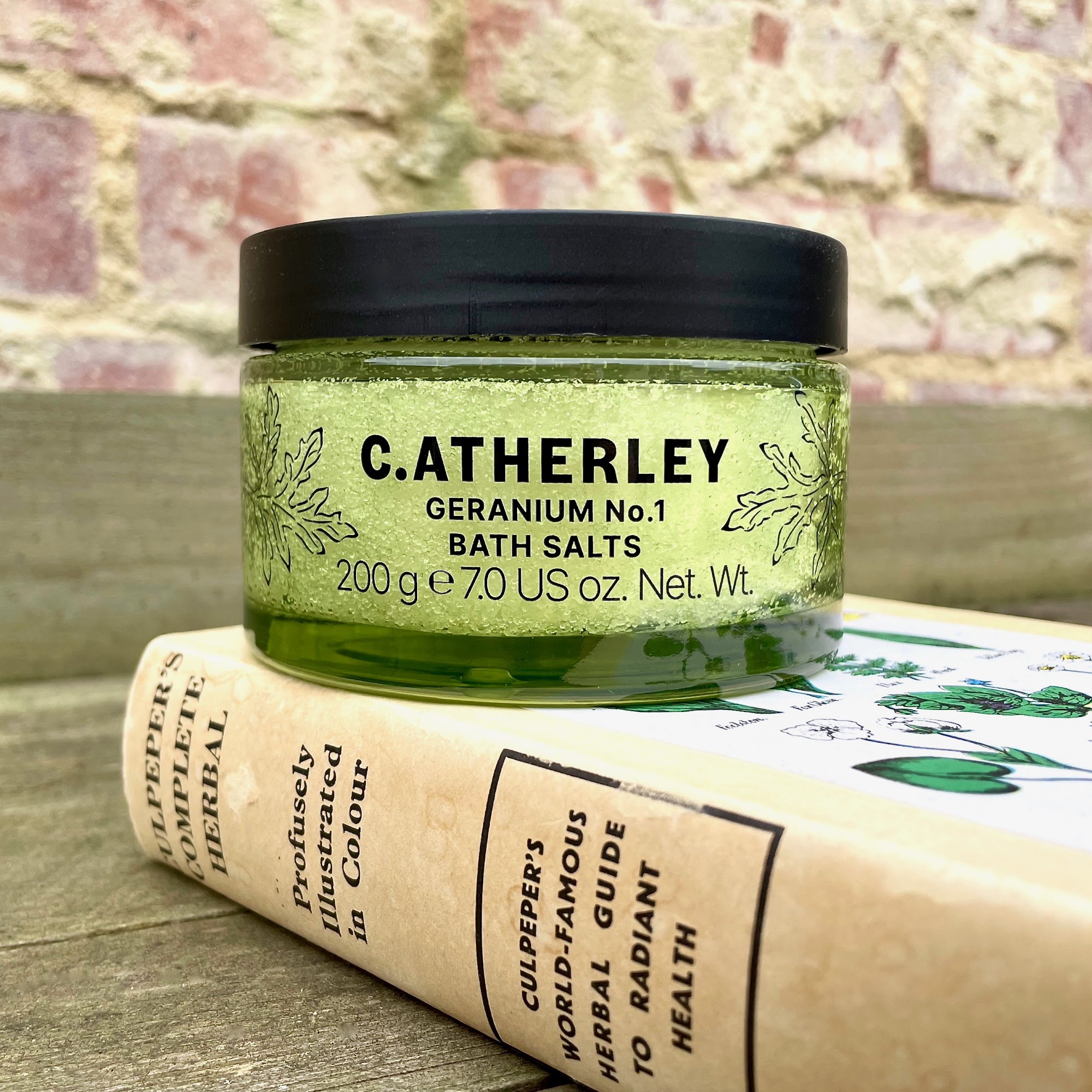 A jar of Geranium No.1 Bath Salts from C.Atherley, the new company from Cath Kidston Padgham and Heathcote & Ivory