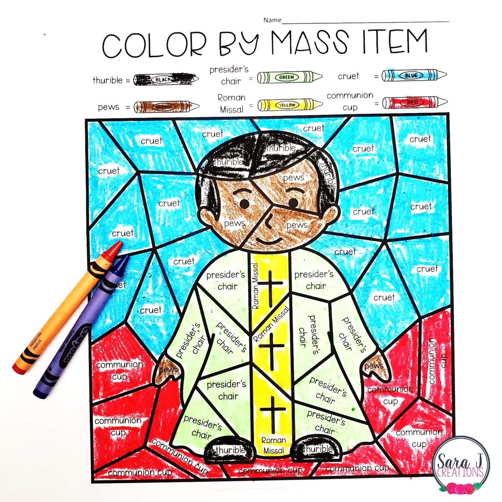 Catholic Color by Mass Item Coloring Pages | Sara J Creations