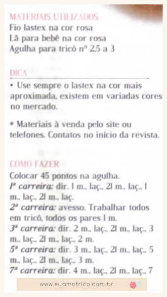 sapatinho de bebê em tricô - receita de revista