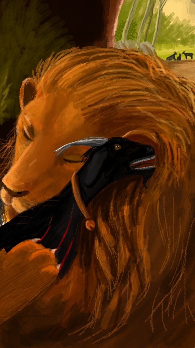 Unlikely Embrace: The Terrified Goat and the Compassionate Lion
