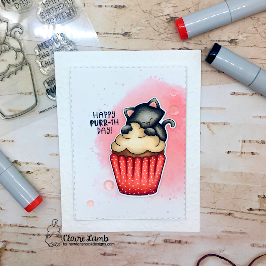 It's your purrthday by Claire features Frames & Flags, Confetti, and Newton's Cupcake by Newton's Nook Designs; #inkypaws, #newtonsnook, #birthdaycards, #cardmaking, #catcards