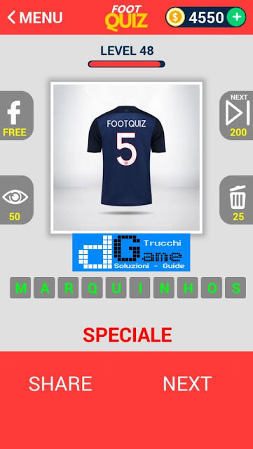 FootQuiz Calcio Quiz Football ( SHIRT) soluzione livello 41-50