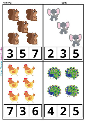Matemáticas para niños - Conteo para imprimir
