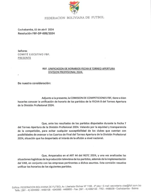 La Dirección de Competiciones unifica horarios de la Fecha 8 del Apertura 2024