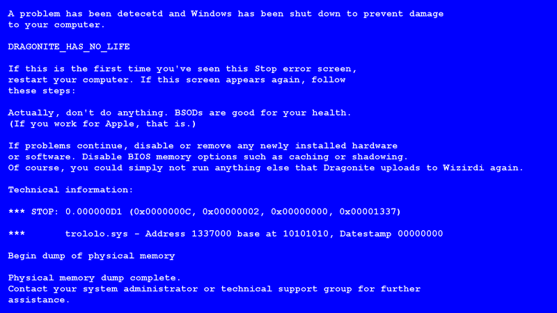 fake blue screen death