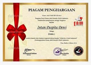 Piagam Peserta Lomba Kata Mutiara Inspiratif FAM Indonesia 