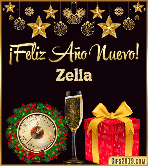 Gif de feliz año nuevo con nombre zelia