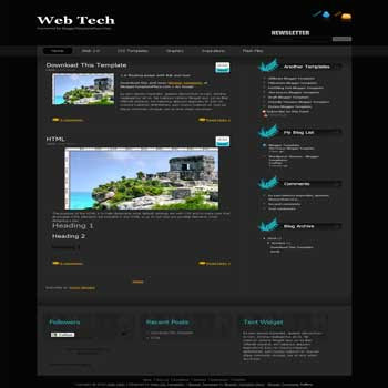 free Web Tech blogger template converted from css template to blogger template for tech blog template