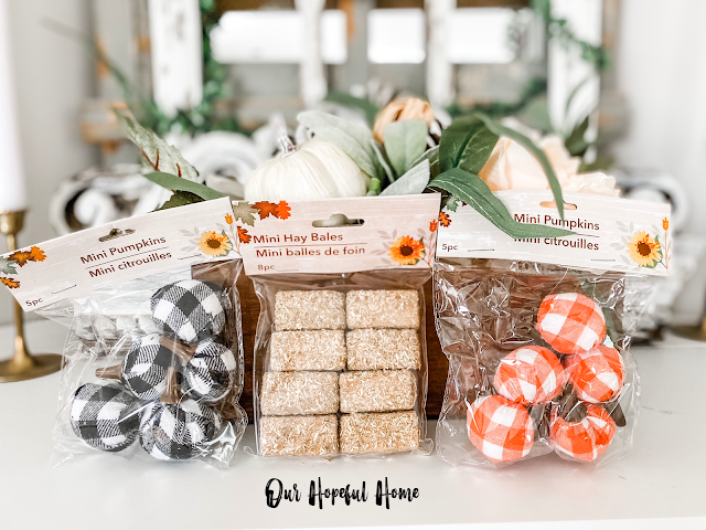 black orange plaid mini pumpkins mini hay bales