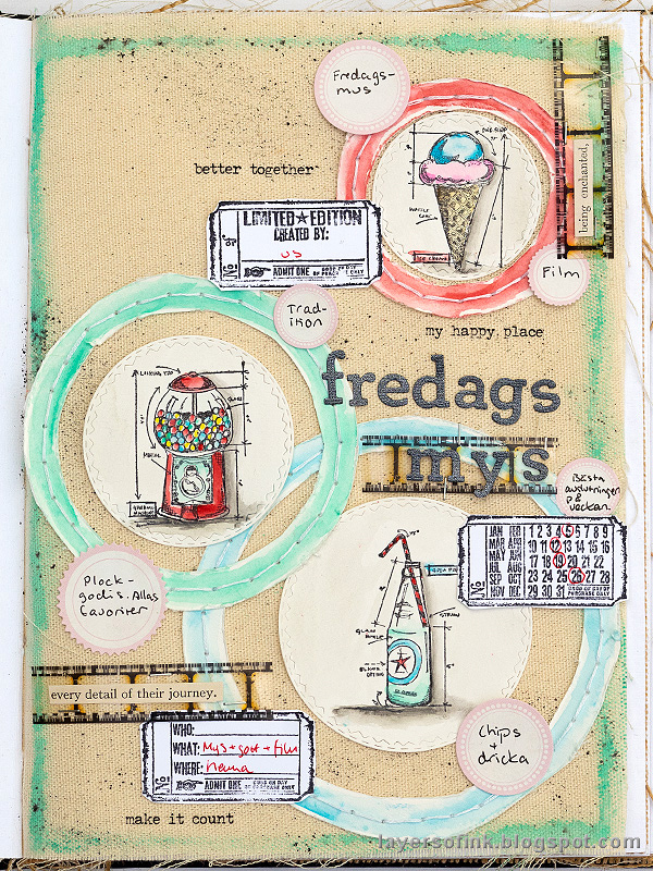 Layers of ink - Canvas background art journal page by Anna-Karin Evaldsson.