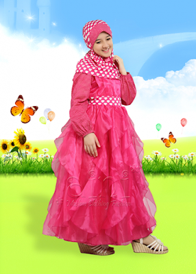 Baju Pesta Anak Perempuan Muslim Pink