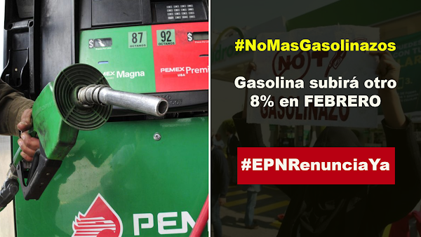  Subira otro 8% la Gasolina en el mes de Febrero.